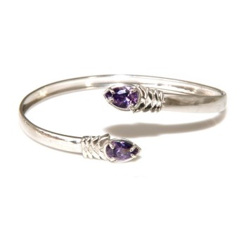 NSA|NALBORI | Bracciale argento 925 schiava  contrarie' zirconi viola 4 griffe (NBRA40)