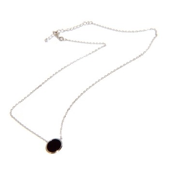 NSA|Collier Silver 925 for woman black onyx stone button 12.5 mm nalbori
