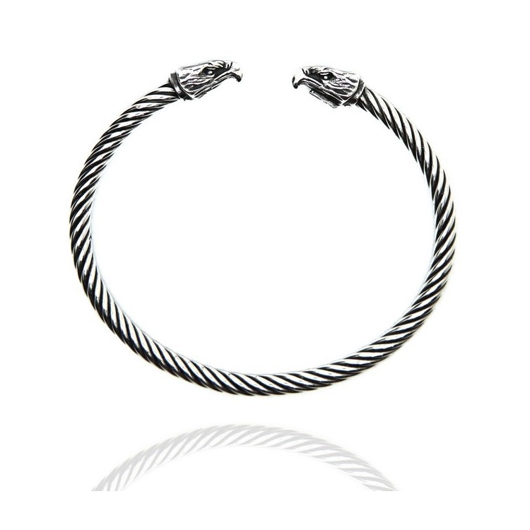 NSA|NALBORI Cable bracciale aperto argento 925 con aquila N1403