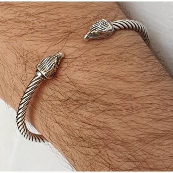 NSA|Cable line by NALBORI, open and semi-rigid bracelet made entirely by hand with Italian 925 silver.