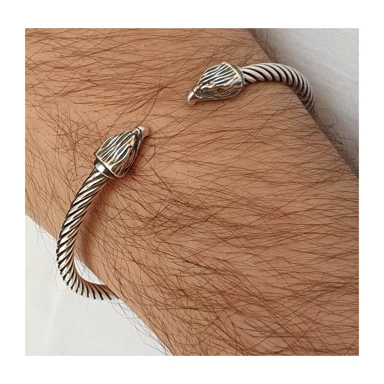 NSA|Cable bracciale aperto argento 925 con aquila N1403 NALBORI