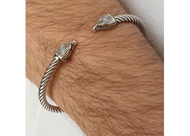 NSA|Cable line by NALBORI, open and semi-rigid bracelet made entirely by hand with Italian 925 silver.