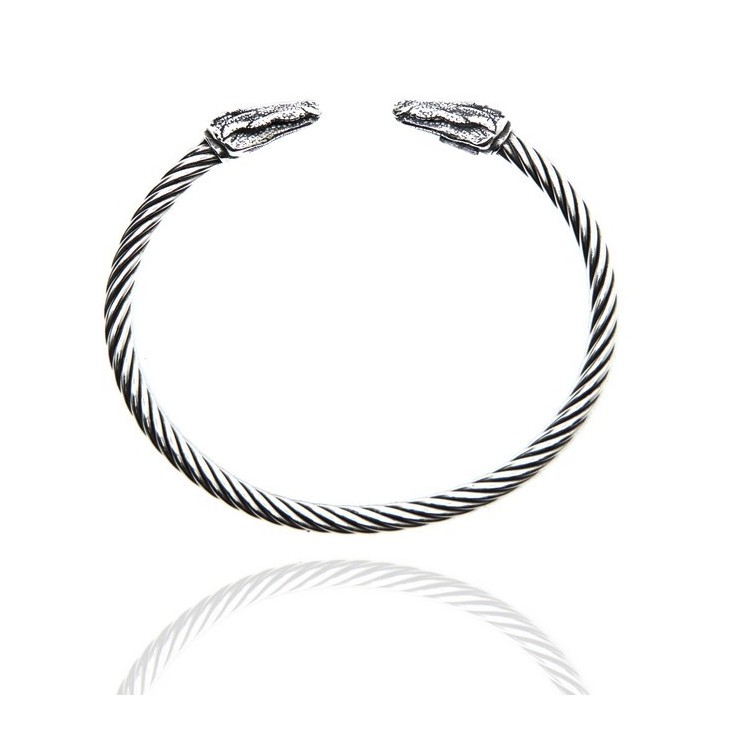 NSA|Cable line by NALBORI, semi-rigid sterling 925 bracelet crocodile