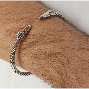 NSA|Cable line by NALBORI, semi-rigid sterling 925 bracelet crocodile