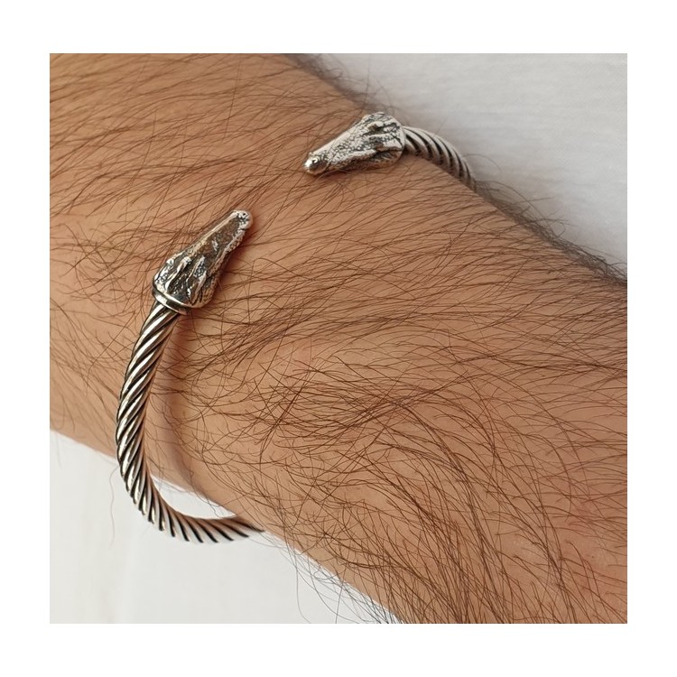 NSA|Cable line by NALBORI, semi-rigid sterling 925 bracelet crocodile