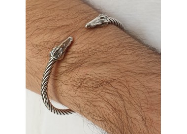 NSA|Cable line by NALBORI, semi-rigid sterling 925 bracelet crocodile