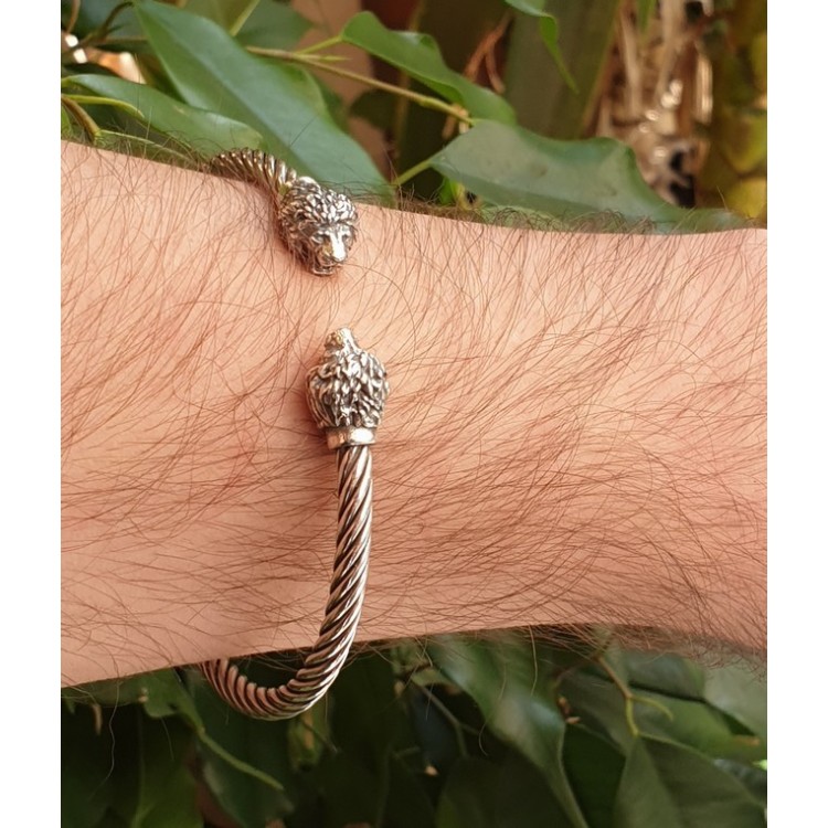 NSA|NALBORI Cable open rigid cable bracelet with lion