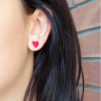 NSA|925 silver earrings with enameled heart 10mm