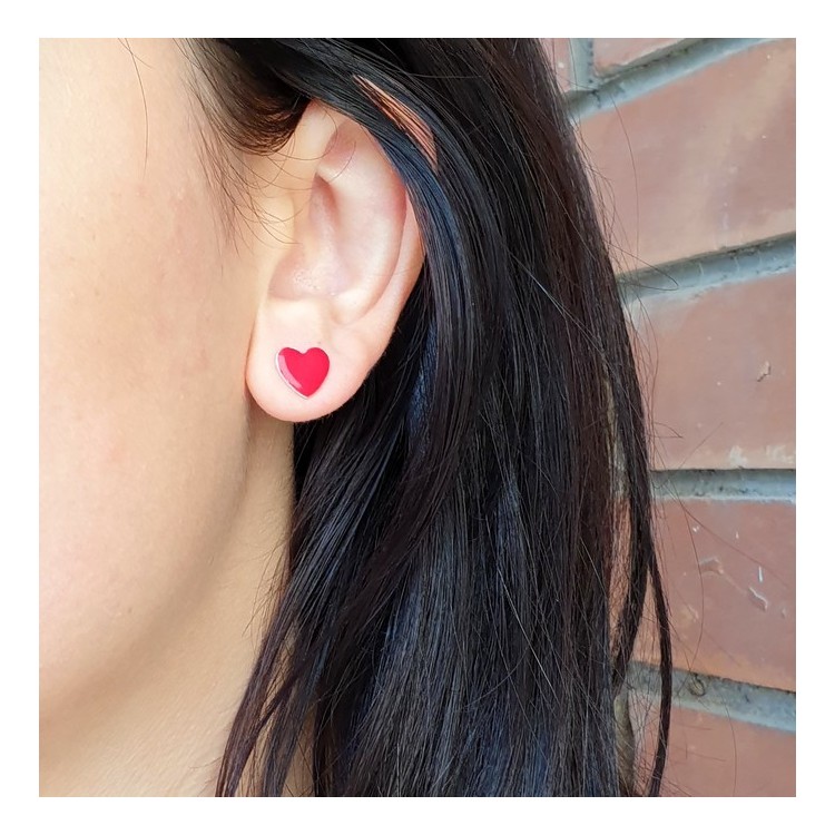 NSA|925 silver earrings with enameled heart 10mm