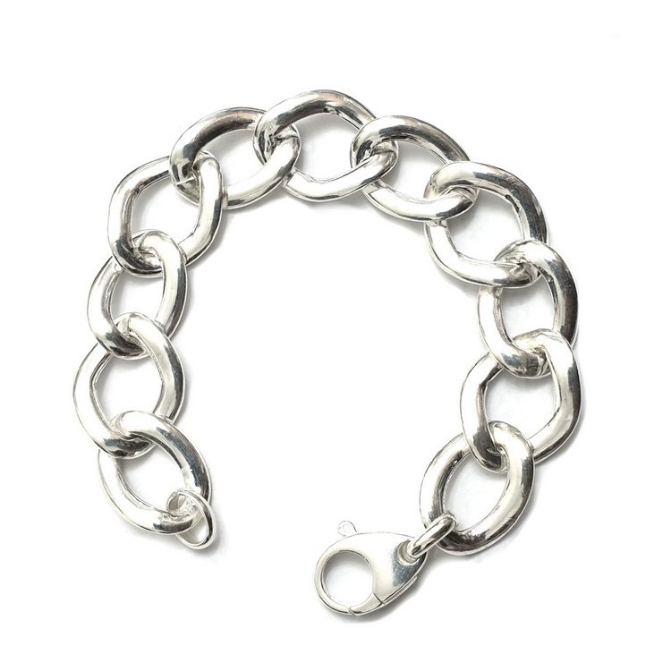NSA|925 silver woman bracelet with 15.5 - 17 cm wide curb chain