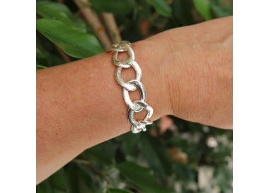 NSA|925 silver woman bracelet with 15.5 - 17 cm wide curb chain