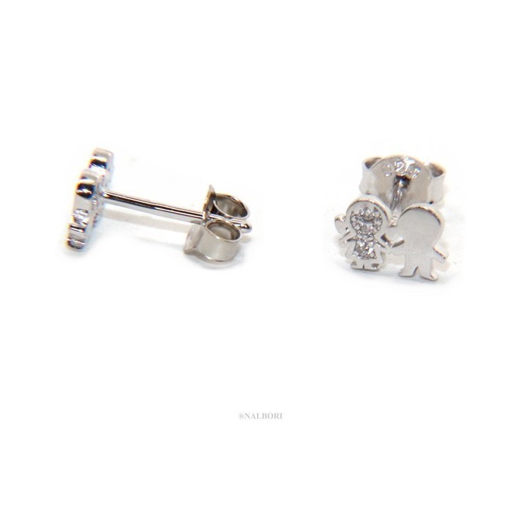 NSA|Argento 925 : orecchini donna zirconi bianchi bambino e bambina