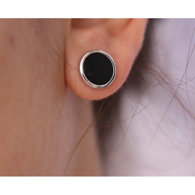 NSA|NALBORI 925 925 silver stud earrings onyx 12mm