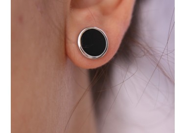 NSA|NALBORI 925 925 silver stud earrings onyx 12mm