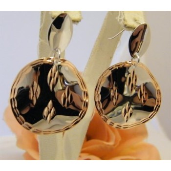 NSA|Argento 925 Rodiato : Orecchini medaglie rose' incise