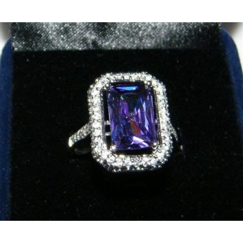 NSA|Argento 925 Anello in argento 925 con zircone viola ametista misura 20