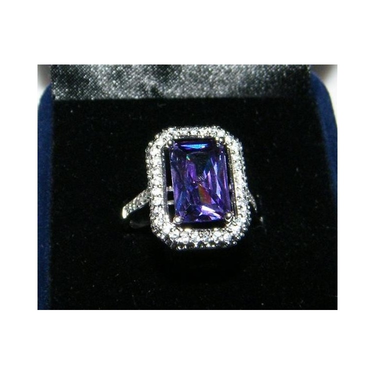 NSA|Argento 925 Anello in argento 925 con zircone viola ametista misura 20