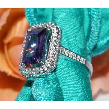 NSA|Argento 925 Anello in argento 925 con zircone viola ametista misura 20