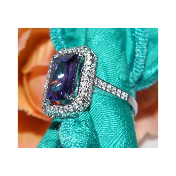 NSA|Argento 925 Anello in argento 925 con zircone viola ametista misura 20