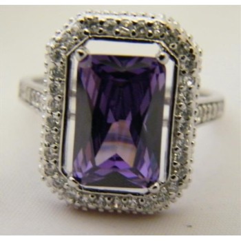 NSA|Argento 925 Anello in argento 925 con zircone viola ametista misura 20