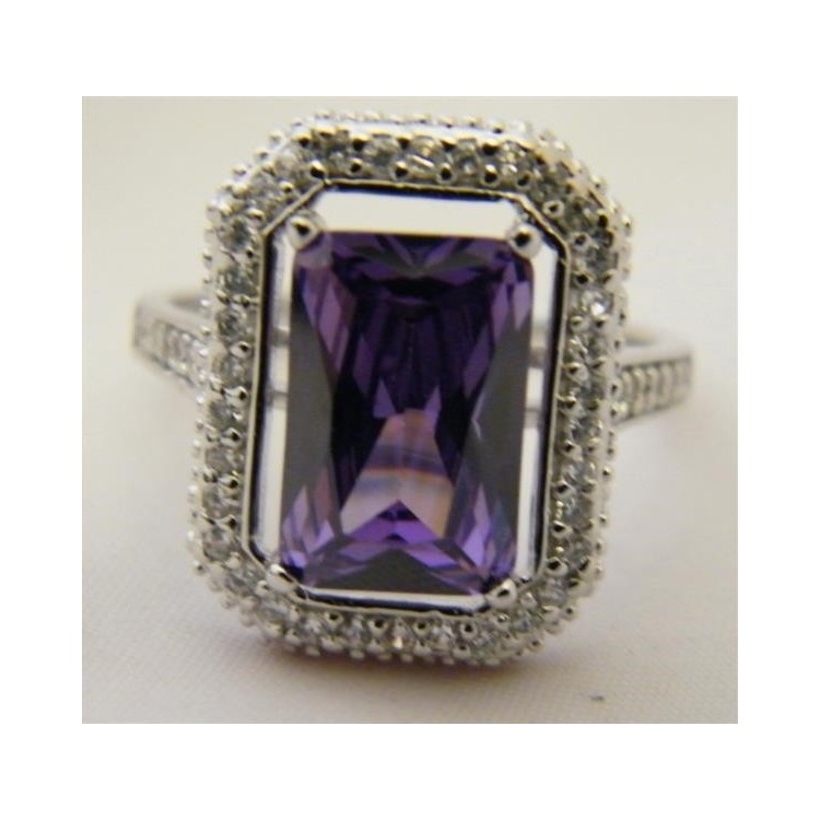 NSA|Argento 925 Anello in argento 925 con zircone viola ametista misura 20