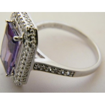 NSA|Argento 925 Anello in argento 925 con zircone viola ametista misura 20