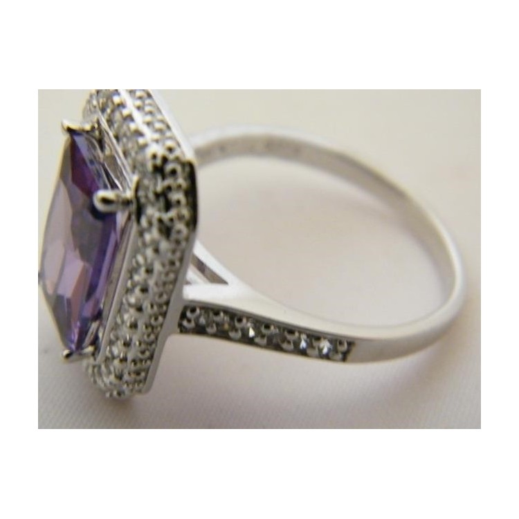NSA|Argento 925 Anello in argento 925 con zircone viola ametista misura 20