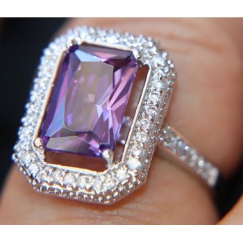 NSA|Silver 925 Ring in 925 silver with purple amethyst zircon size 20