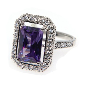 NSA|Silver 925 Ring in 925 silver with purple amethyst zircon size 20
