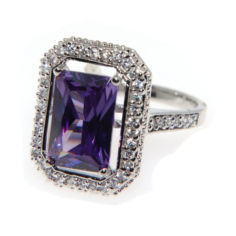 NSA|Silver 925 Ring in 925 silver with purple amethyst zircon size 20