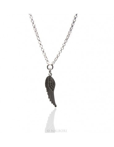 Silver 925: Necklace man or woman necklace with angel wing pendant laser cut