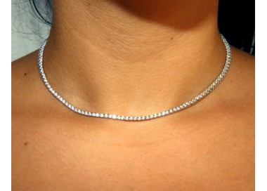NSA|Argento 925 : Collana Collier donna modello Tennis con zirconi bianchi griffe 2 mm taglio brillante