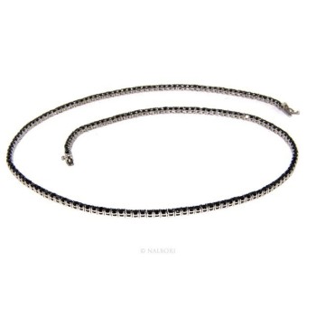 NSA|Argento 925 : Collana Collier donna modello Tennis con zirconi neri griffe 2,5 mm taglio brillante