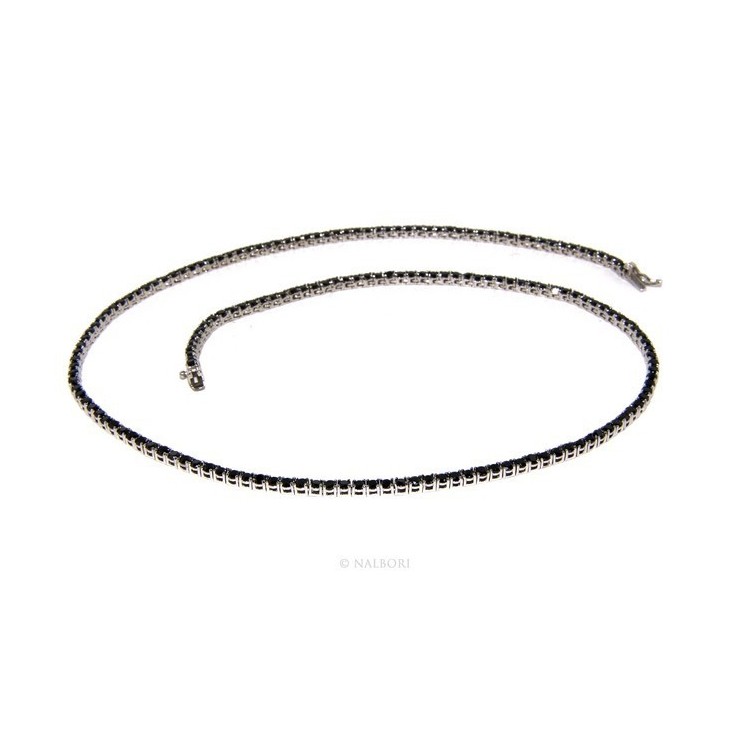NSA|Argento 925 : Collana Collier donna modello Tennis con zirconi neri griffe 2,5 mm taglio brillante