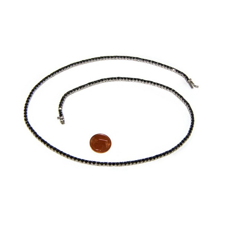 NSA|Argento 925 : Collana Collier donna modello Tennis con zirconi neri griffe 2,5 mm taglio brillante