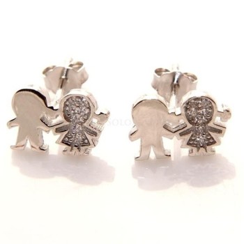 NSA|925 silver: white zirconia earrings for boys and girls