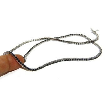 NSA|silver 925: Necklace Collier Tennis woman model with cubic zirconia blacks jaws 2.5mm brilliant cut
