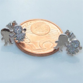 NSA|925 silver: white zirconia earrings for boys and girls