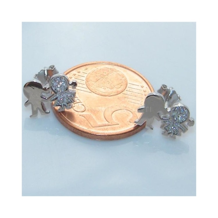 NSA|925 silver: white zirconia earrings for boys and girls