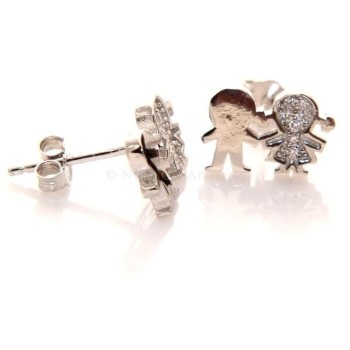 NSA|925 silver: white zirconia earrings for boys and girls