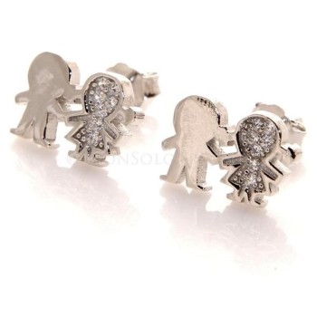 NSA|925 silver: white zirconia earrings for boys and girls