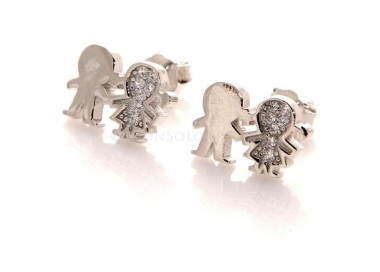 NSA|925 silver: white zirconia earrings for boys and girls