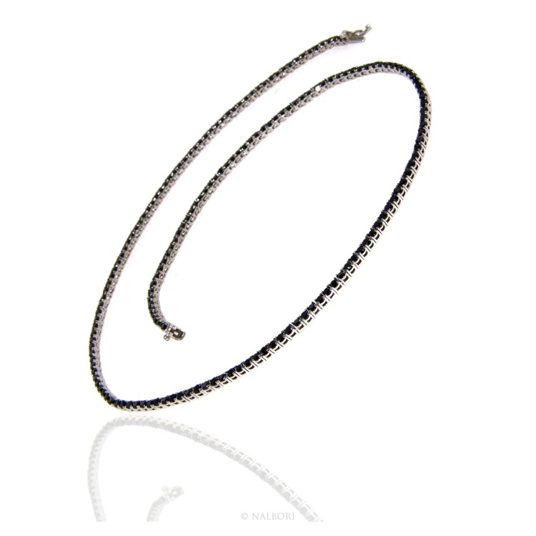 NSA|silver 925: Necklace Collier Tennis woman model with cubic zirconia blacks jaws 2.5mm brilliant cut
