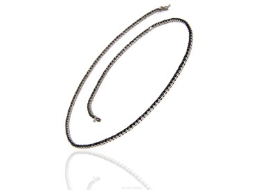 NSA|silver 925: Necklace Collier Tennis woman model with cubic zirconia blacks jaws 2.5mm brilliant cut