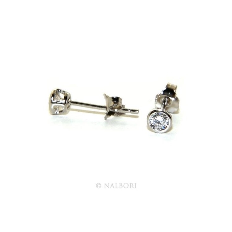 NSA|Argento 925 : Orecchini cipollino 3 mm punto luce con zircone. per uomo e donna