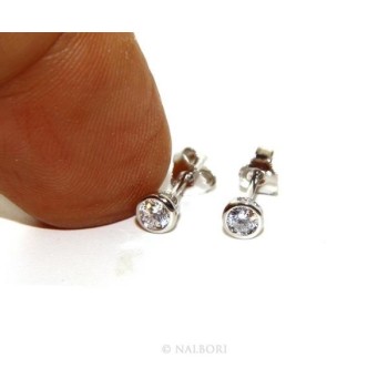 NSA|Argento 925 : Orecchini cipollino 3 mm punto luce con zircone. per uomo e donna