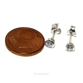 NSA|Argento 925 : Orecchini cipollino 3 mm punto luce con zircone. per uomo e donna