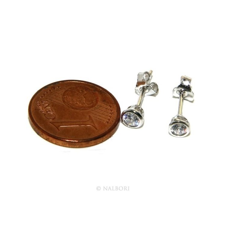 NSA|Argento 925 : Orecchini cipollino 3 mm punto luce con zircone. per uomo e donna