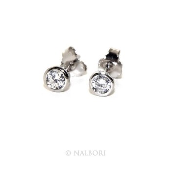 NSA|Argento 925 : Orecchini cipollino 3 mm punto luce con zircone. per uomo e donna