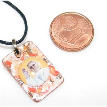 NSA|Medaglietta Rame 999 copperfantasy panna arancio glitter immagine papa francesco serie giubileo